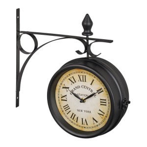 Relaxdays Bahnhofsuhr Eisen Schwarz Doppelseitig 33 cm x 34 cm x 10 cm 1 kg