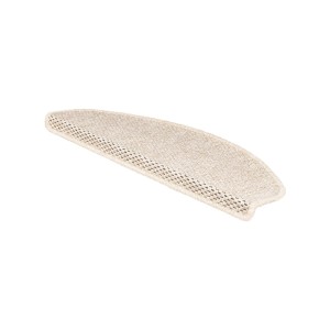 Halbrunde KARAT Stufenmatte Kalkutta in Creme mit Sisaloptik, 23,5x65 cm.