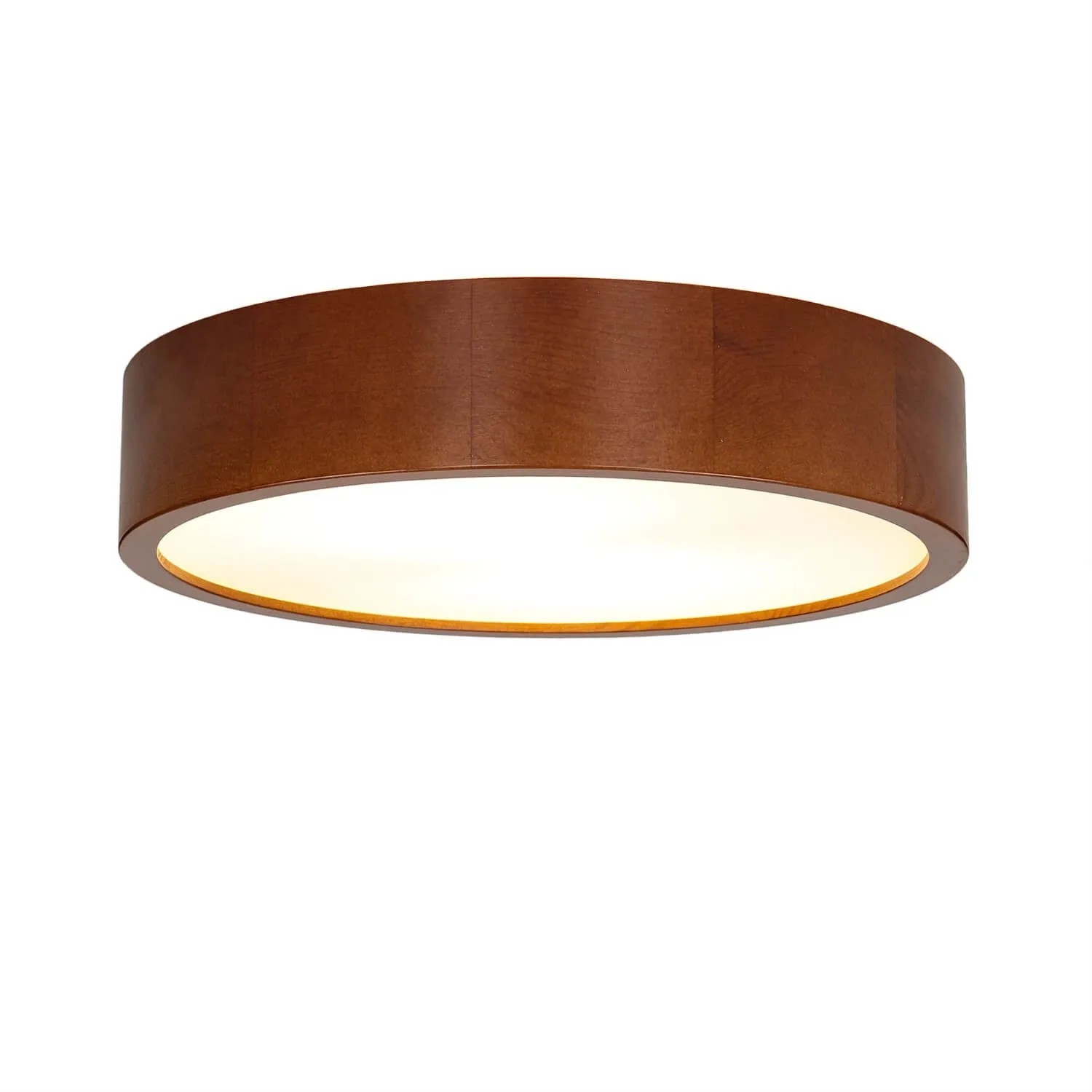 Licht-Erlebnisse Deckenleuchte Rund Ø 37 cm Rustikal Holz Glas 2x E27