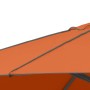 Detailaufnahme: Terracottafarbener Schneider Marktschirm Adria Ø 300 cm mit Knickfunktion.