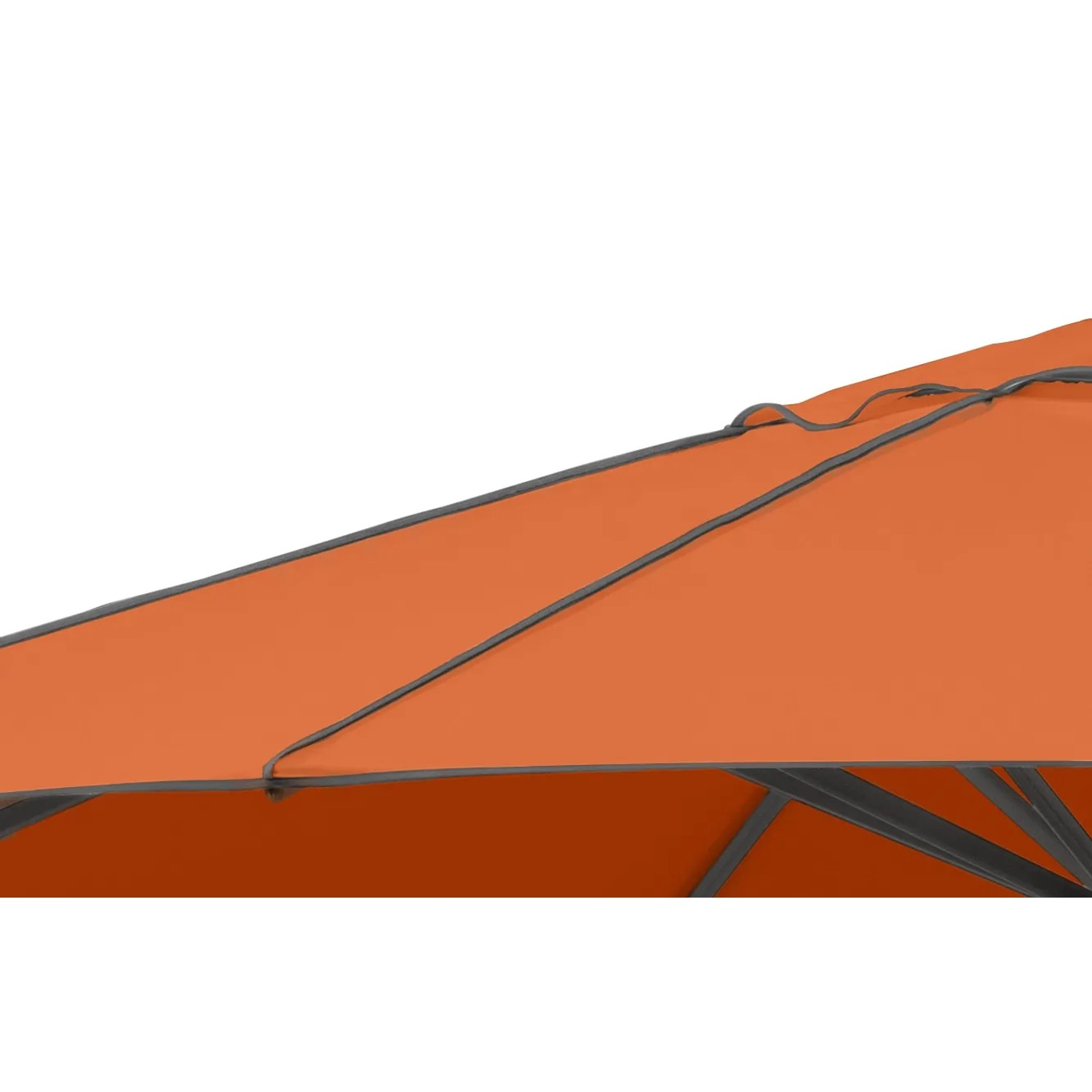Detailaufnahme: Terracottafarbener Schneider Marktschirm Adria Ø 300 cm mit Knickfunktion.