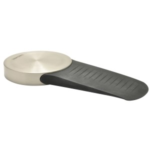 Wagner Boden-Türstopper EH 5126 in Edelstahl-Optik mit schwarzem Gummi-Keil.