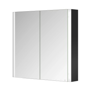 KEUCO Royal Diez Spiegelschrank, 80cm, 2 Türen, Spiegelheizung, Seiten schwarz