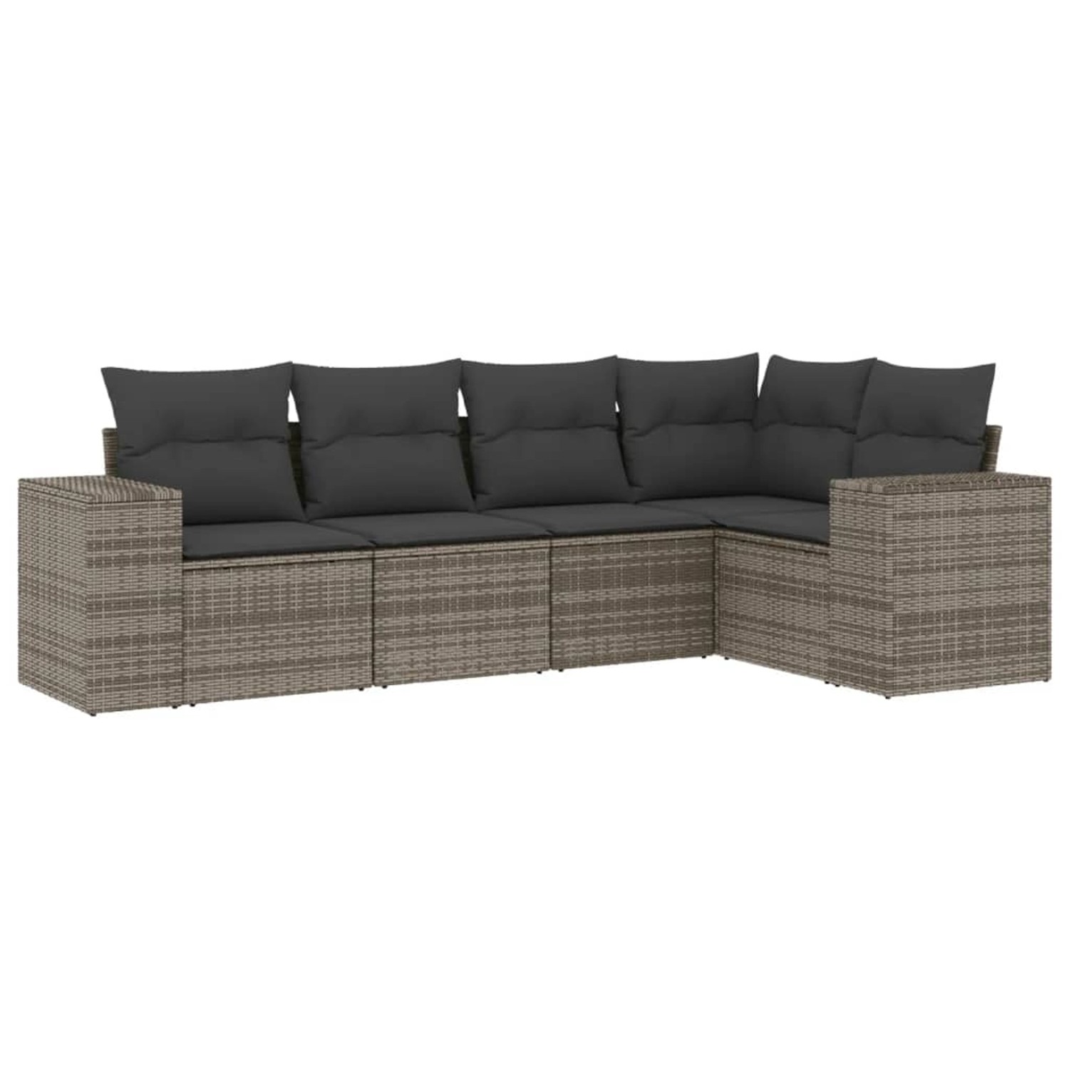 vidaXL 5-tlg Garten-Sofagarnitur mit Kissen Grau Poly Rattan Modell 65 günstig online kaufen