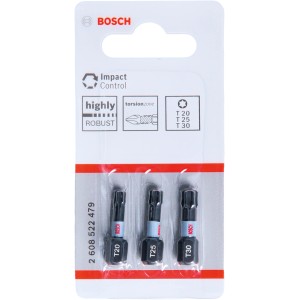 Bosch Impact Control Bits T20, T25, T30, 3-teilig, für Schlagschrauber, im Blister.