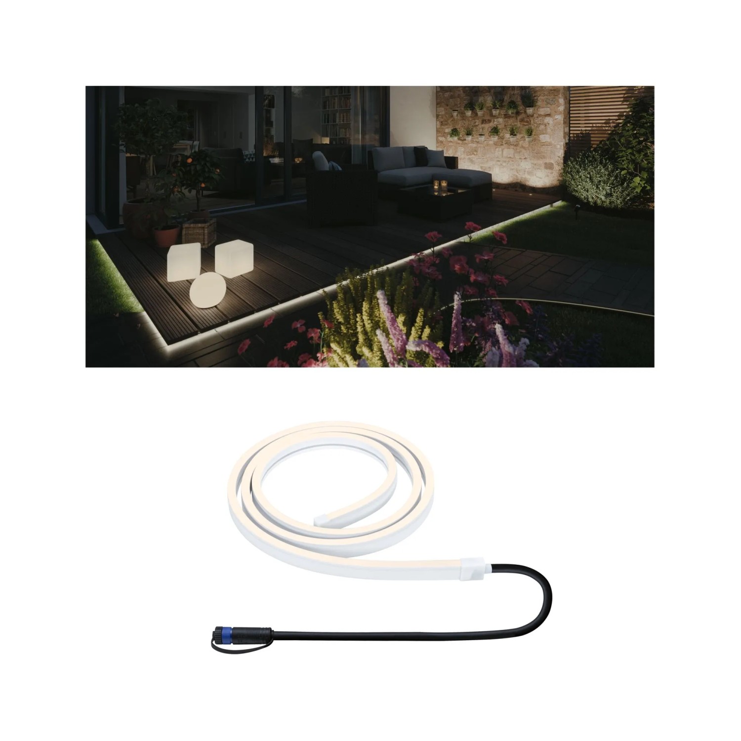 Paulmann LED-Stripe Plug & Shine Smooth, 2m, warmweiß, für Außenbeleuchtungssysteme.
