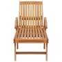 Sonnenliege aus Teakholz mit Tisch und blauer Auflage. Gartenliege mit verstellbarer Rückenlehne.