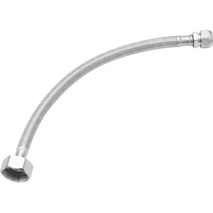 Silberner Flex-Verbindungsschlauch 3/4 x 10mm x 300mm, geflochten, für Trinkwasseranschluss an Spülen.