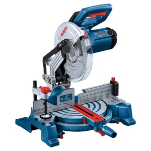Bosch Professional GCM 254 D Kapp- und Gehrungssäge in Blau und Silber.