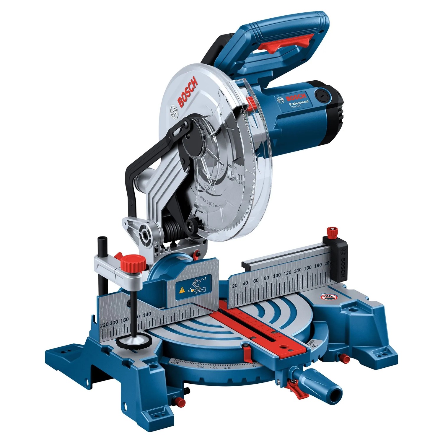 Bosch Professional GCM 254 D Kapp- und Gehrungssäge in Blau und Silber.
