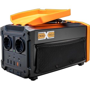 Cross Tools Travelbox 500 Power Station mit diversen Anschlüssen und Tragegriff.