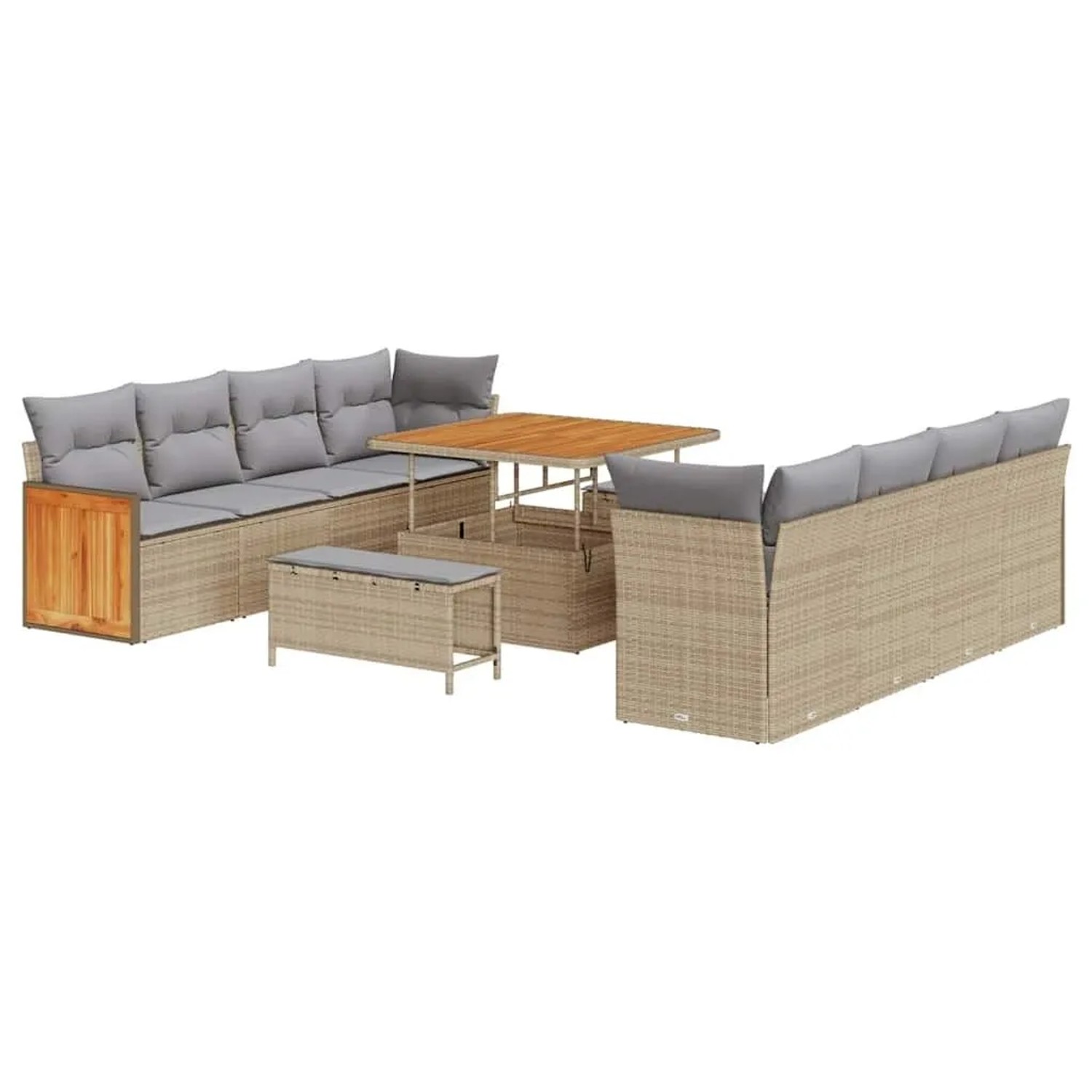 vidaXL Gartensofa-set mit Kissen 12-Tlg Beige und Hellgrau Poly-Rattan 3365 günstig online kaufen