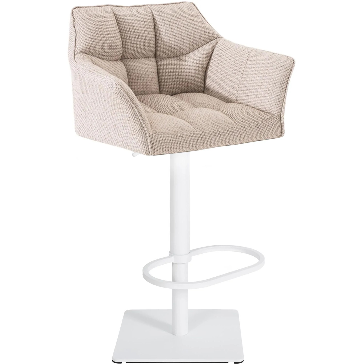 DELUKE Barhocker SIHAR Stoff Elfenbein 64x45x88cm Weiß Barstuhl Höhenverstellbar Mit Lehne Drehbar Tresenhocker Tresenst...