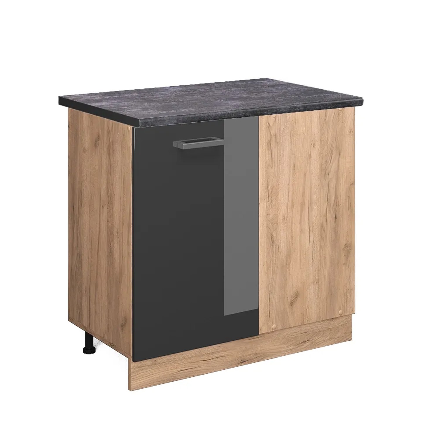 Vicco Eckunterschrank R-Line Anthrazit Hochglanz/Goldkraft Eiche 86 cm AP Anthrazit