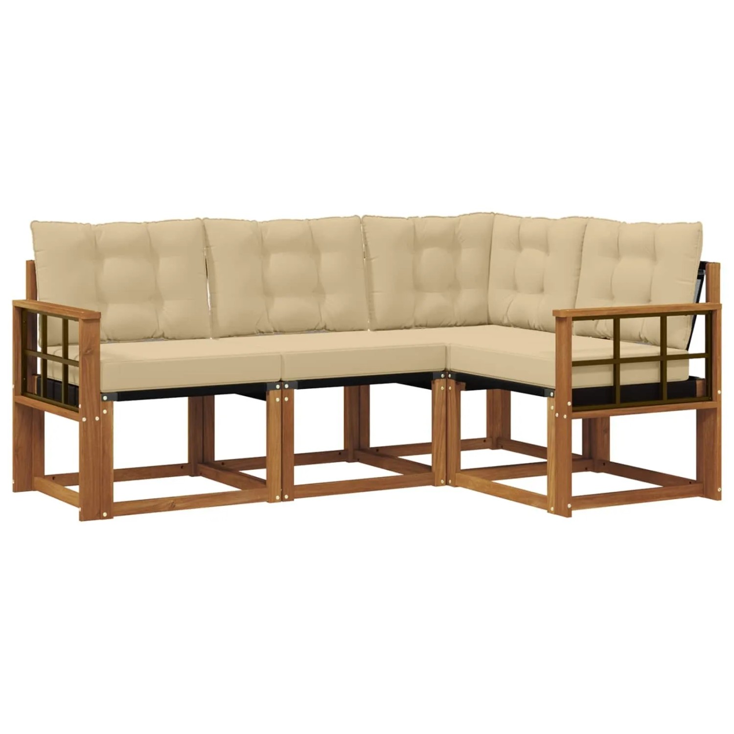vidaXL Outdoor-Sofagarnitur mit Kissen 4-Tlg Natur und Beige 3368624