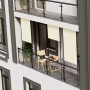 Beige Juskys Senkrechtmarkise Barbados 100x310 cm am Balkon als Sicht- und Sonnenschutz.