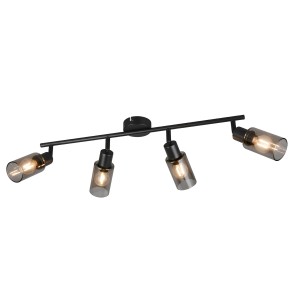 Schwarzer Reality Strahler Mars mit 4 Spots und rauchfarbenen Gläsern.