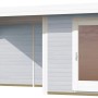 Lasiertes Holz-Gartenhaus Florenz mit Flachdach und Anbau, 530x314 cm.