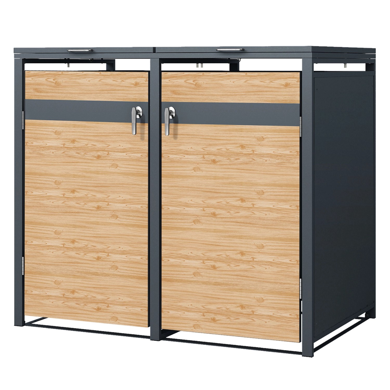 ML-Design Mülltonnenbox 2Er Anthrazit-Lärchenoptik 132x80x116,3 cm günstig online kaufen