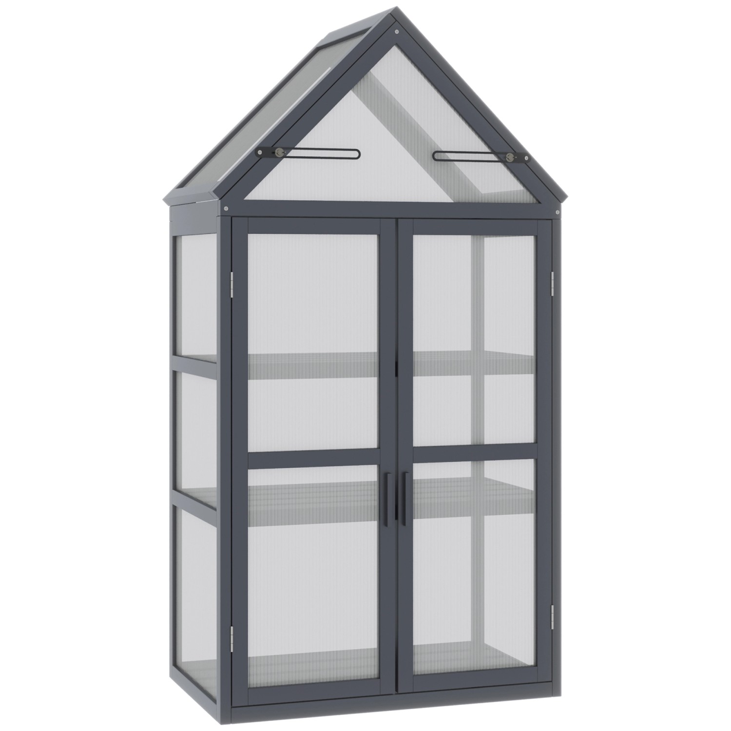 Outsunny Mini Gewächshaus Wetterfest Tannenholz Polycarbonat Grau günstig online kaufen