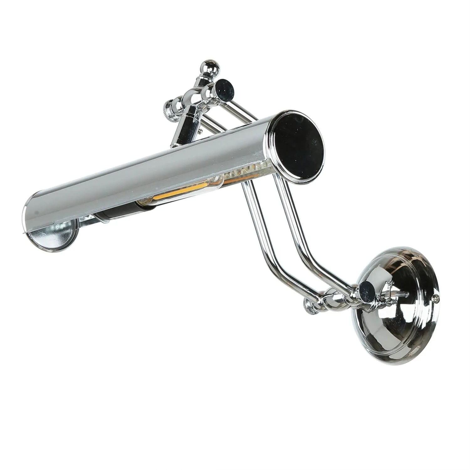 Licht-Erlebnisse Bilderleuchte Echt-Messing E14 30 cm Breit Schwenkarm In Silber