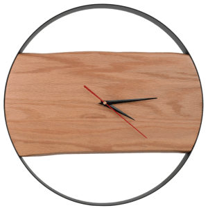 DELUKE Wanduhr Groß Holz PHIL HANDGEFERTIGT 43cm Ø Eiche Geräuschlos Wohnzimmeruhr Holz-Metalloptik Küchenuhr Dekouhr