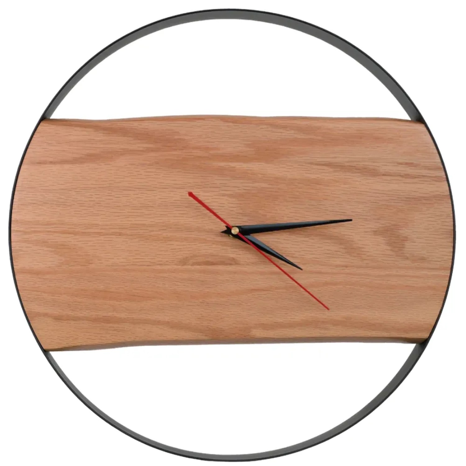 DELUKE Wanduhr Groß Holz PHIL HANDGEFERTIGT 43cm Ø Eiche Geräuschlos Wohnzimmeruhr Holz-Metalloptik Küchenuhr Dekouhr