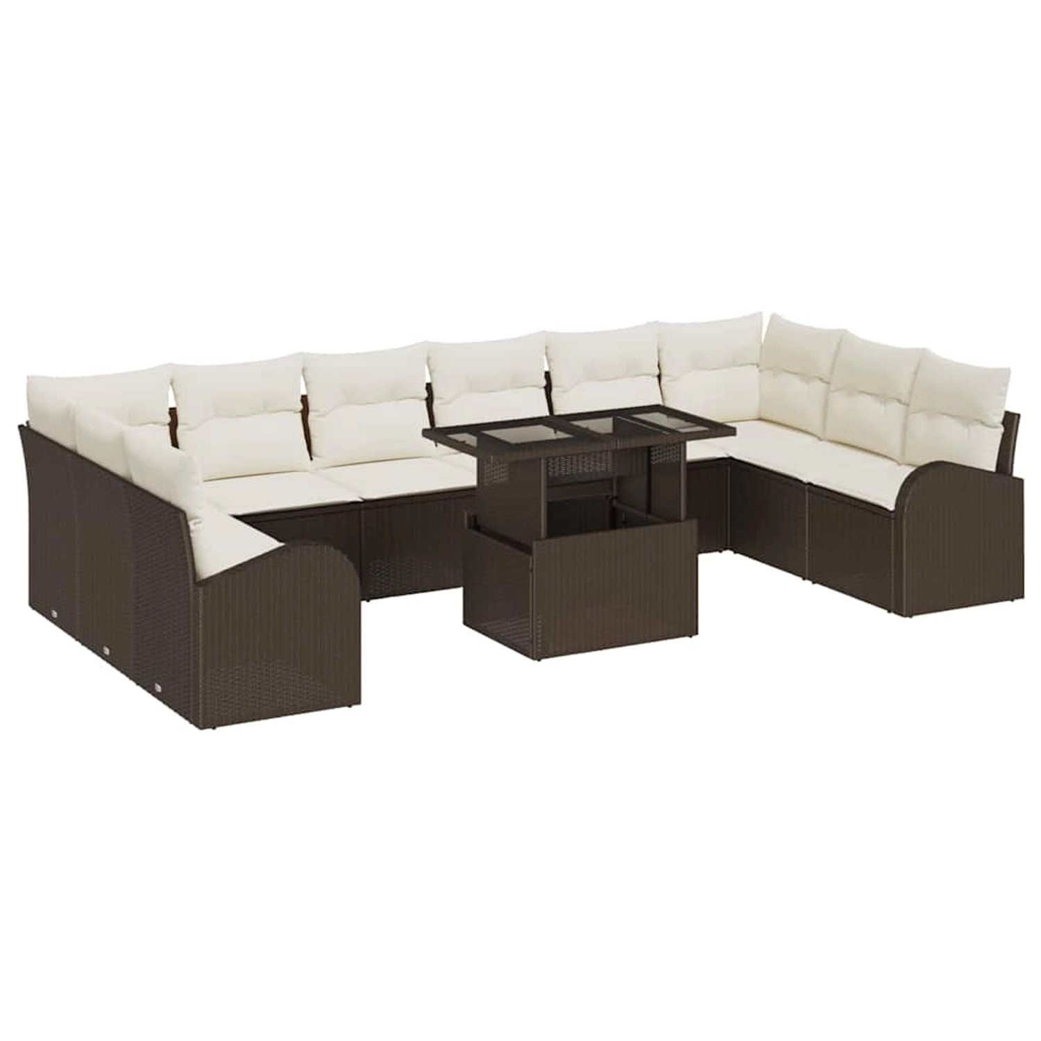 vidaXL Garten-Sofa-Set mit Speicher 11-Tlg Braun Poly Rattan 3357451 günstig online kaufen