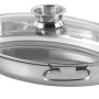 GSW Edelstahl Multibräter oval 38 cm mit glänzendem Korpus, Glasdeckel und Aromaknopf. Für alle Herdarten, auch Induktion.