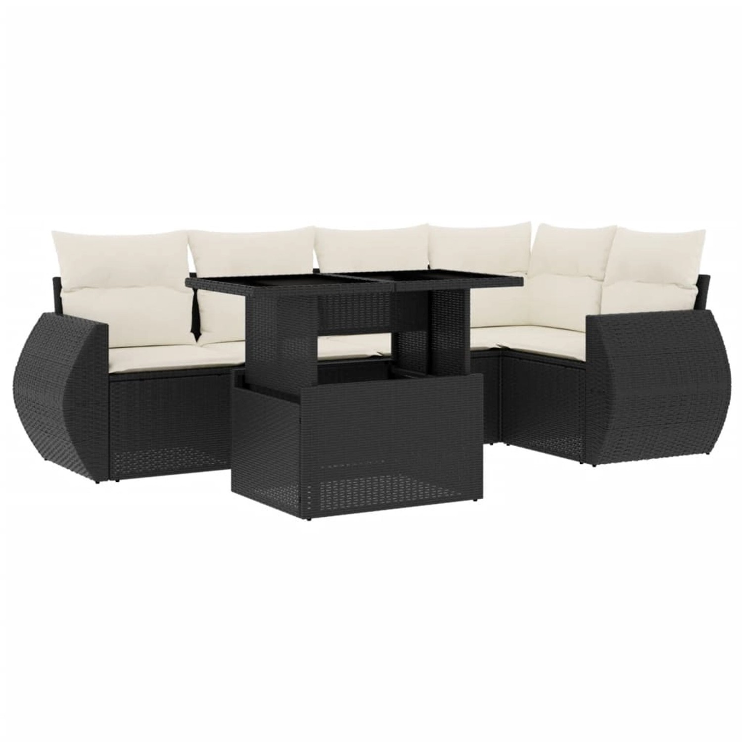 vidaXL 6-Tlg Garten-Sofagarnitur mit Kissen Schwarz Poly Rattan 3268516 günstig online kaufen