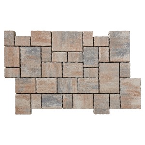 Mehrformat-Pflaster Encanto Beton Antik Jura-Nuanciert, Verlegemuster mit verschiedenen Steinformaten.