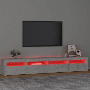 VidaXL TV-Schrank mit LED, Betongrau, 240 cm breit. Wohnwand mit Stauraum und roter Beleuchtung.