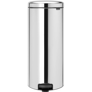Brabantia Treteimer NewIcon 30 l aus Edelstahl, runder Mülleimer mit Pedal.