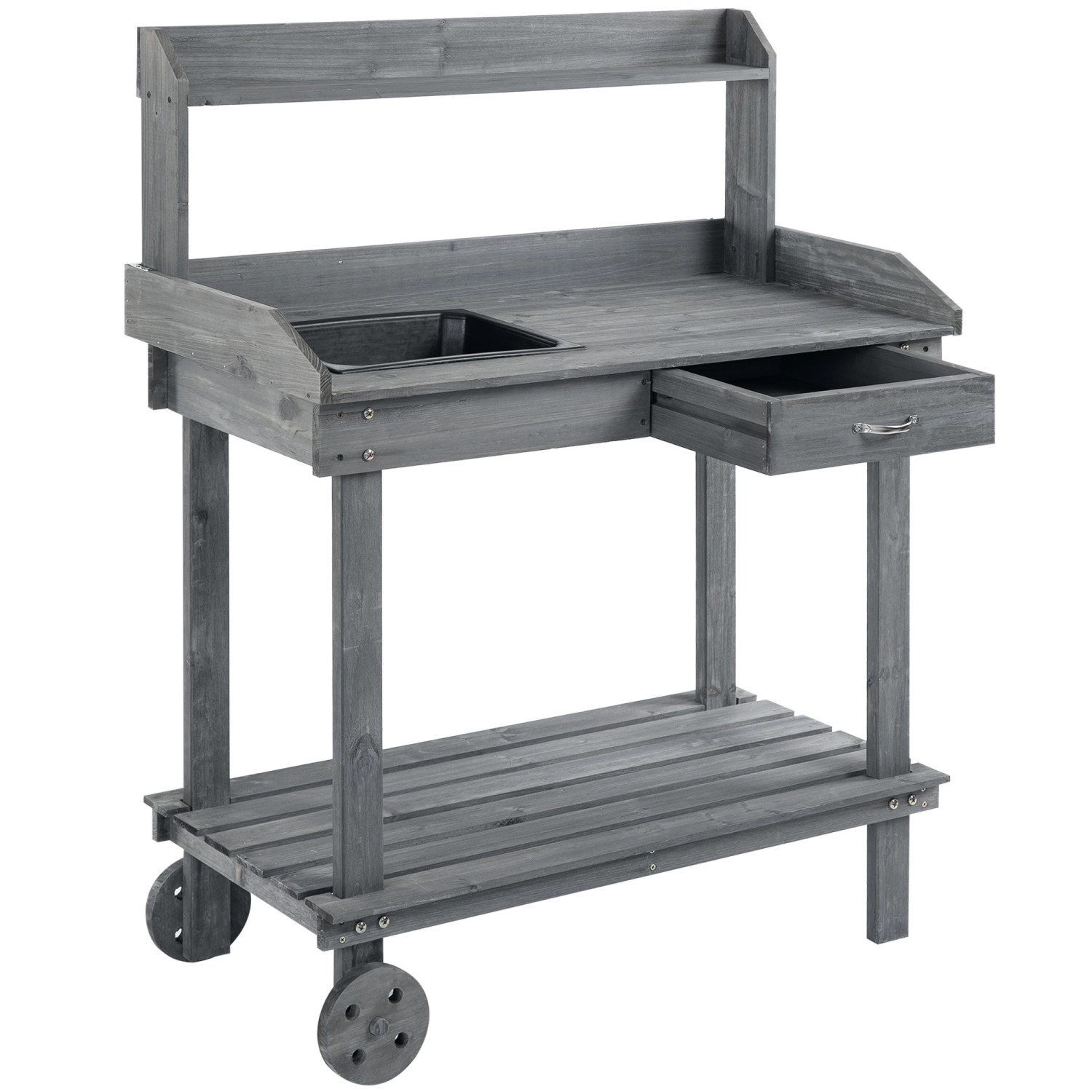 Outsunny Pflanztisch Tannenholz Grau 92L x 45B x 119H cm günstig online kaufen