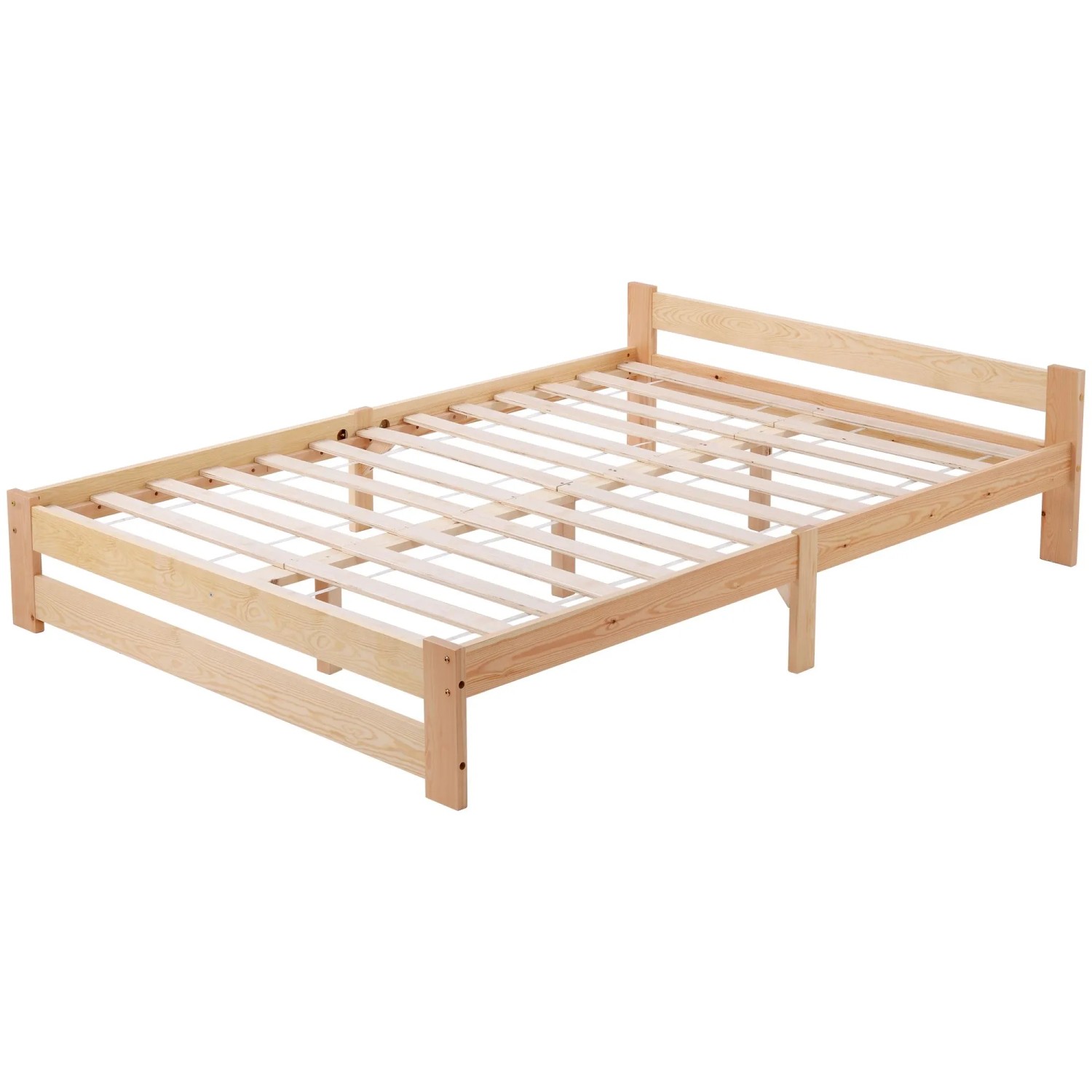 okwish Massivholzbett 140x200cm mit Kopfteil und Lattenrost Natur ohne Matratze
