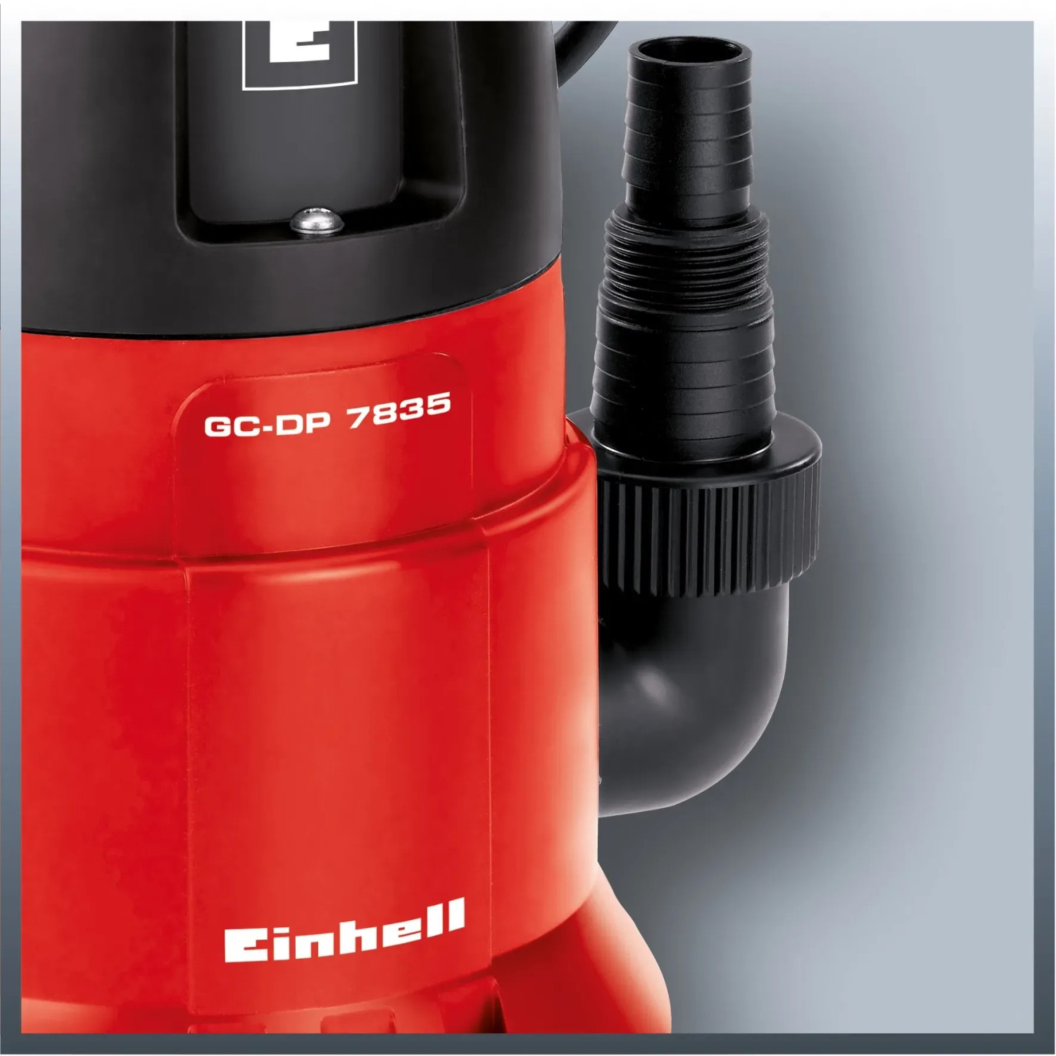 Einhell GC-DP 7835 Schmutzwasserpumpe, rot/schwarz, mit Universalanschluss für Elektro-Pumpen.