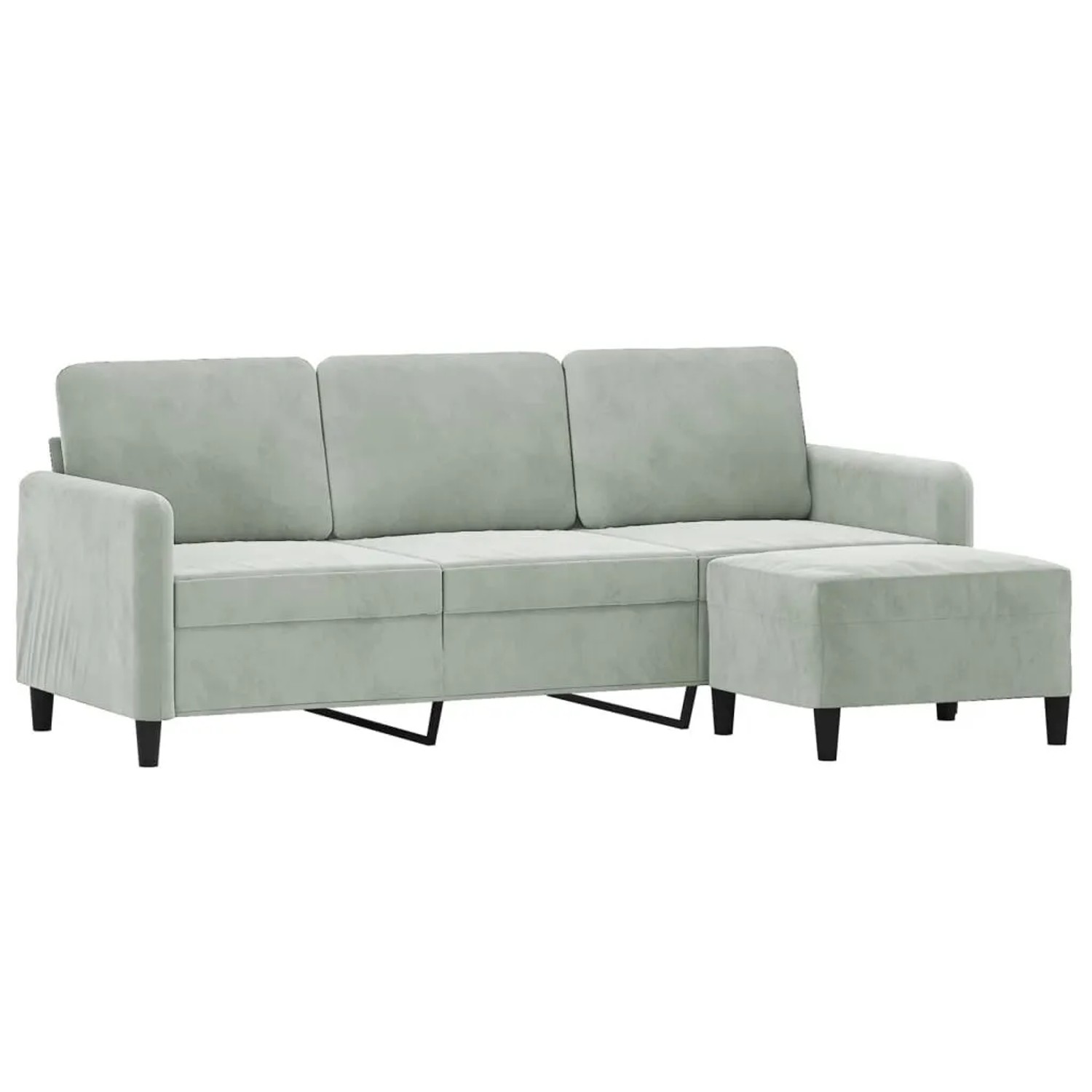 vidaXL 3-Sitzer-Sofa mit Hocker Hellgrau 180 cm Samt 3201174 günstig online kaufen