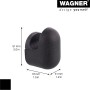 Schwarzer Wagner Wandhaken Pill WH 0400, 4er Set, aus Kunststoff, Nahaufnahme.