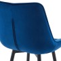Blauer Samt Barhocker Dartford mit geschwungener Rückenlehne und schwarzen Metallbeinen.
