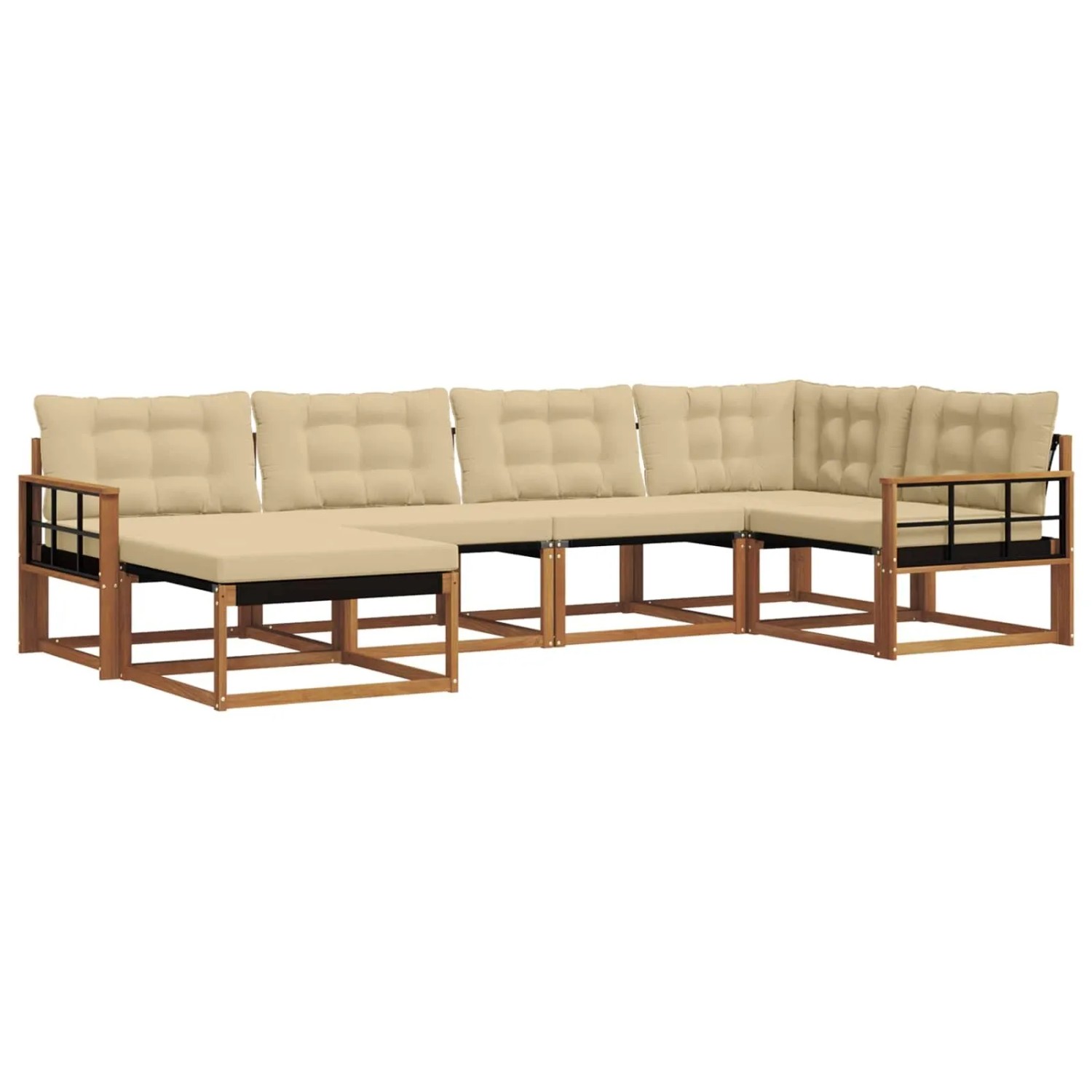 vidaXL Outdoor-Sofagarnitur 18-Tlg Natur und Beige Massivholz Akazie 3369632