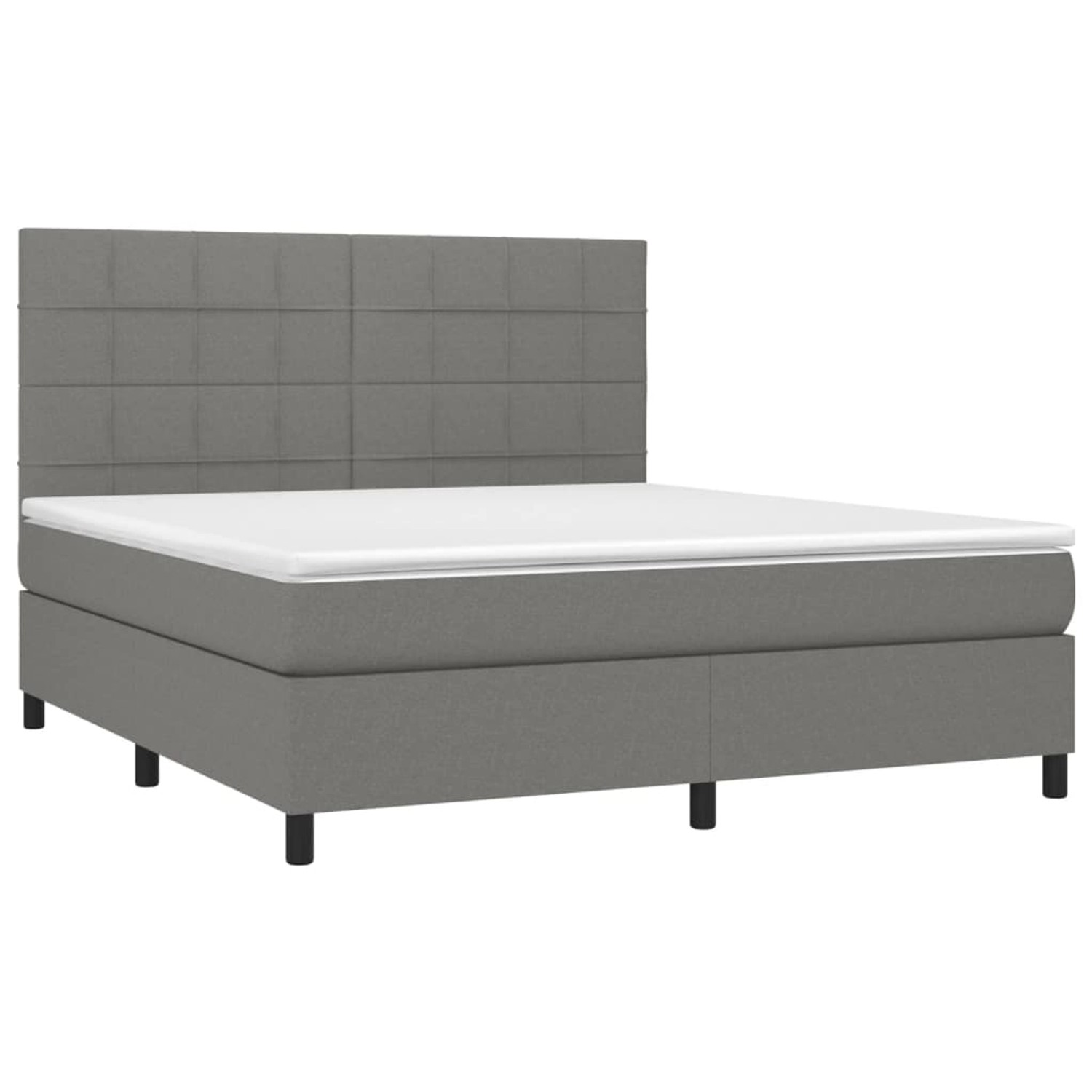 vidaXL Boxspringbett mit Matratze & LED Dunkelgrau 180x200 cm Stoff 3134894 günstig online kaufen
