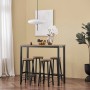 SoBuy Bartisch-Set OGT22-SCH mit 4 Hockern, Holz/Metall, natur/schwarz. Ideal für Küche, Bar oder Partyraum.