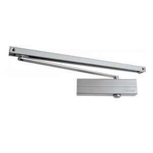 Splendoor Obentürschließer mit Gleitschiene, silberfarben, für Haustüren ohne Feststeller.