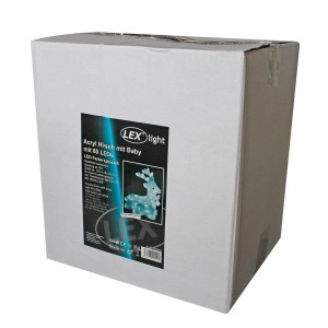 Lex LED Weihnachtsfigur Acryl Hirsch mit Baby Figur Beleuchtet Weihnachtsdeko 60LEDs