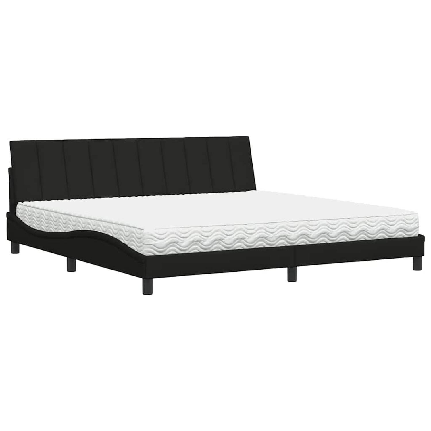 vidaXL Bett mit Matratze Hanko Schwarz 200x200 cm Stoff 3310554