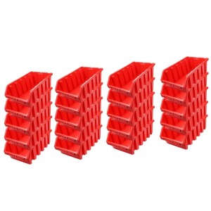 PROREGAL SuperSparSet: 20 rote Sichtlagerboxen aus Polypropylen, 18,7x33,3x50 cm, für Aufbewahrungssysteme.