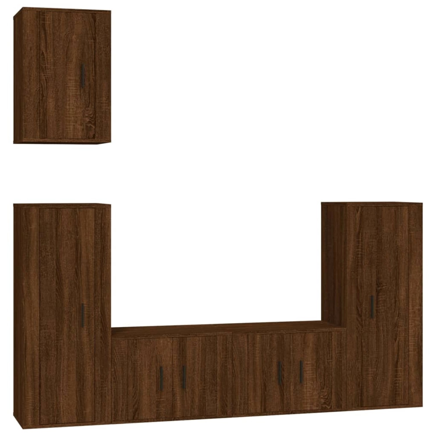 Vidaxl 5-tlg. Tv-schrank-set Braun Eichen-optik Holzwerkstoff günstig online kaufen