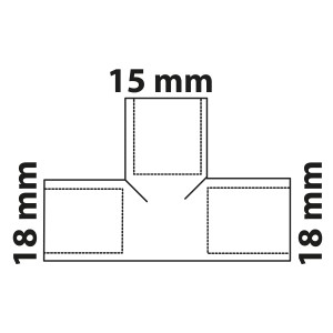 Abbildung eines Kirchhoff Reduzier-T-Stücks 18x15x18 mm, 3 Muffen, blank, für Lötfittings.