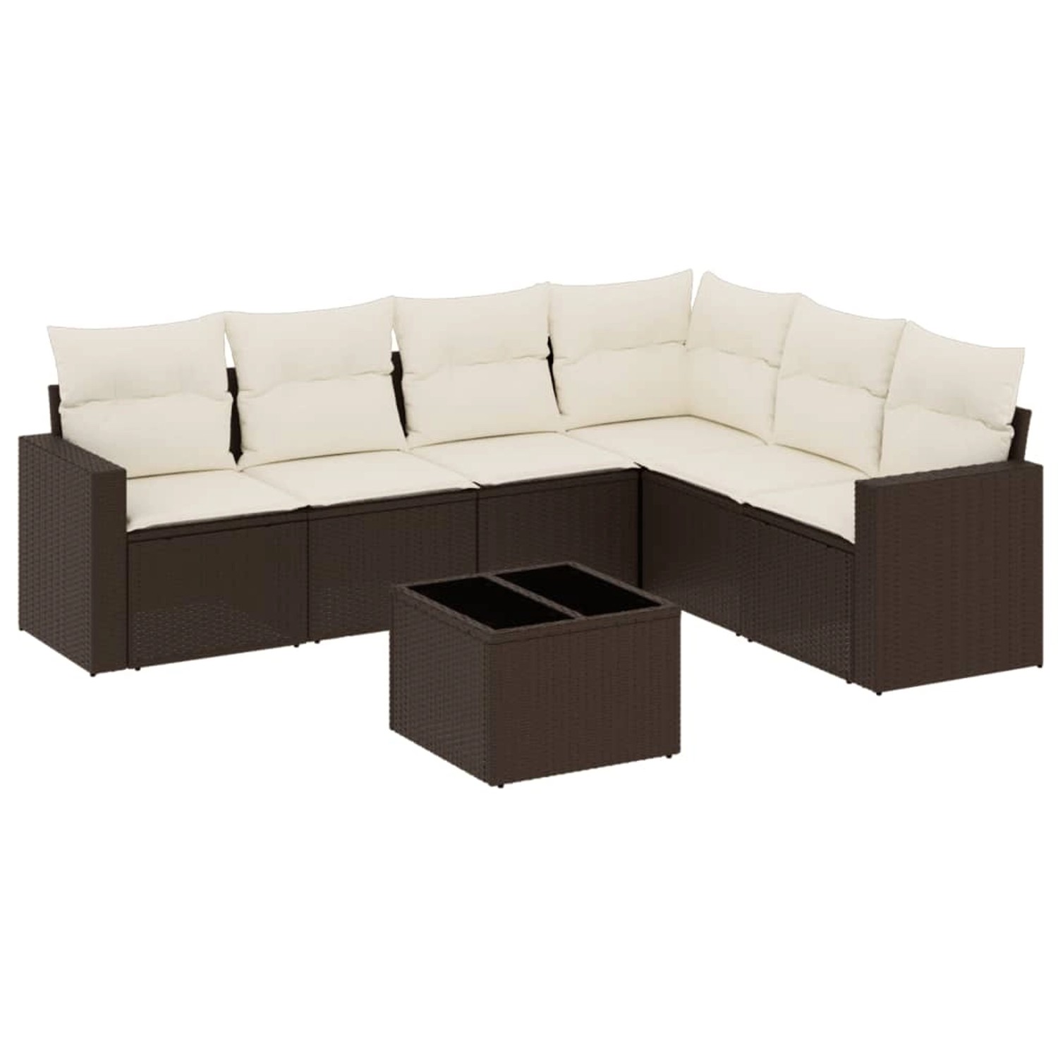 vidaXL 7-Tlg Garten-Sofagarnitur mit Kissen Braun Poly Rattan 3219013 günstig online kaufen