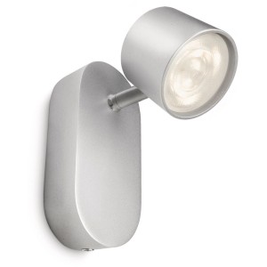 Silberner Philips LED-Spot Star zur Wandmontage. Schwenkbar, für Akzentbeleuchtung.